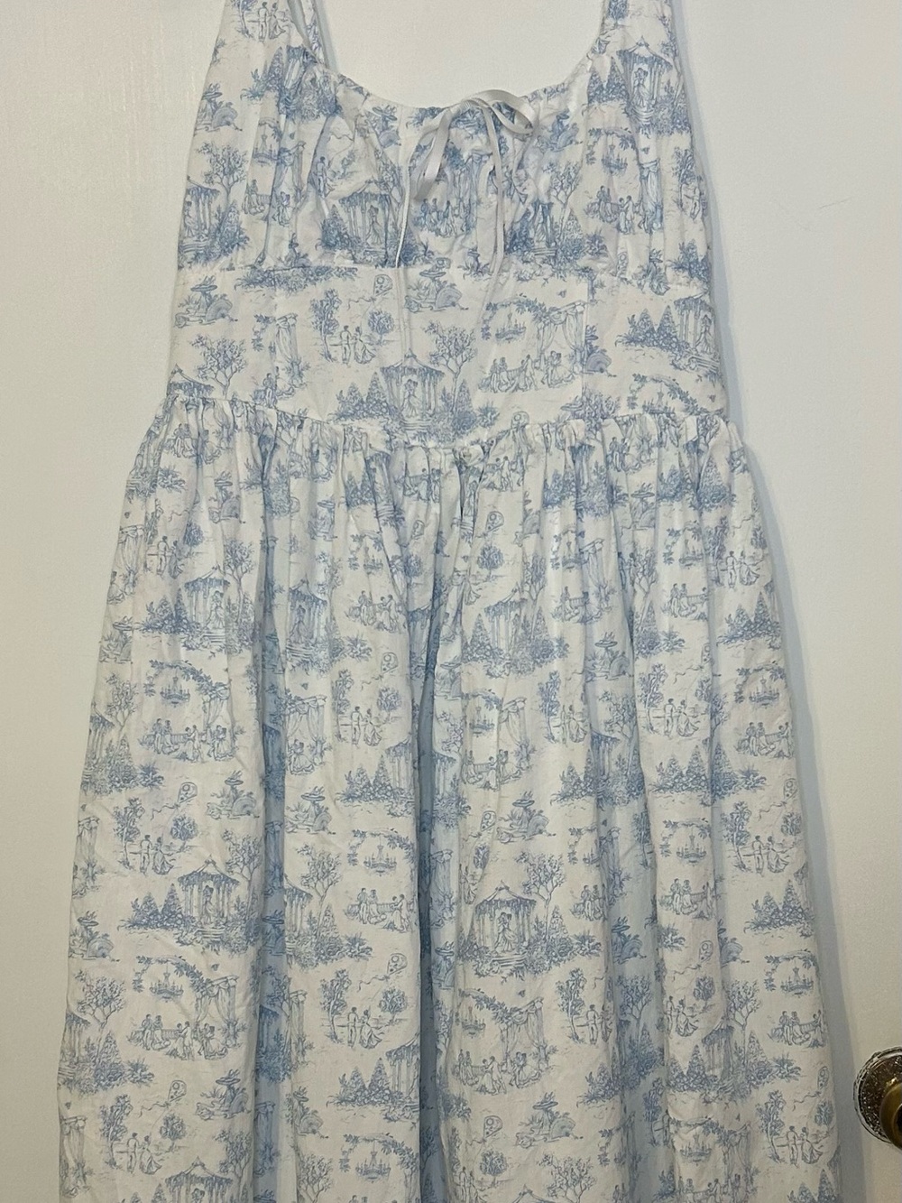 Celebrity Pink Bridgerton Collection Blue Toile Print Summer Dress